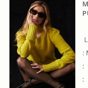 Anthropologie Chartreuse Crew Neck Sweater